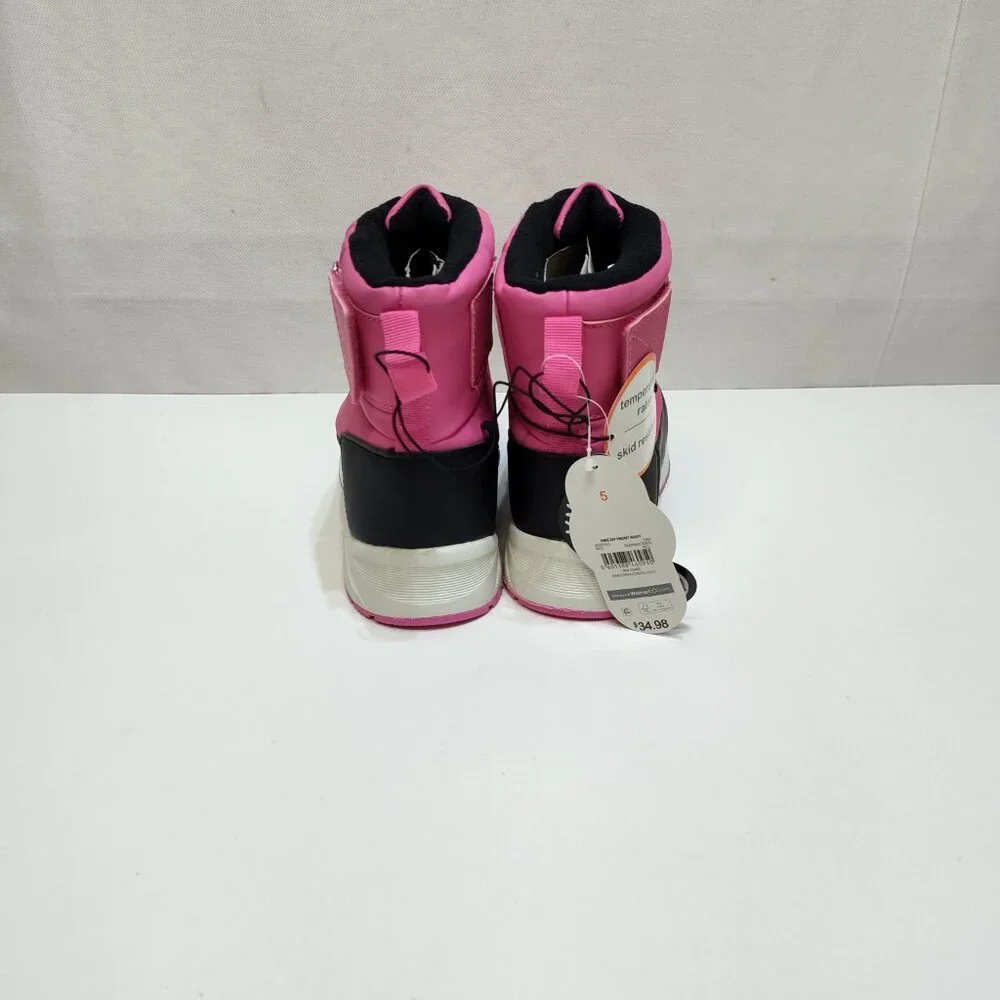Wonder Nation Snow Boots -5°F Temp Rated Girls Size 5 Front Zip Adjustable Strap